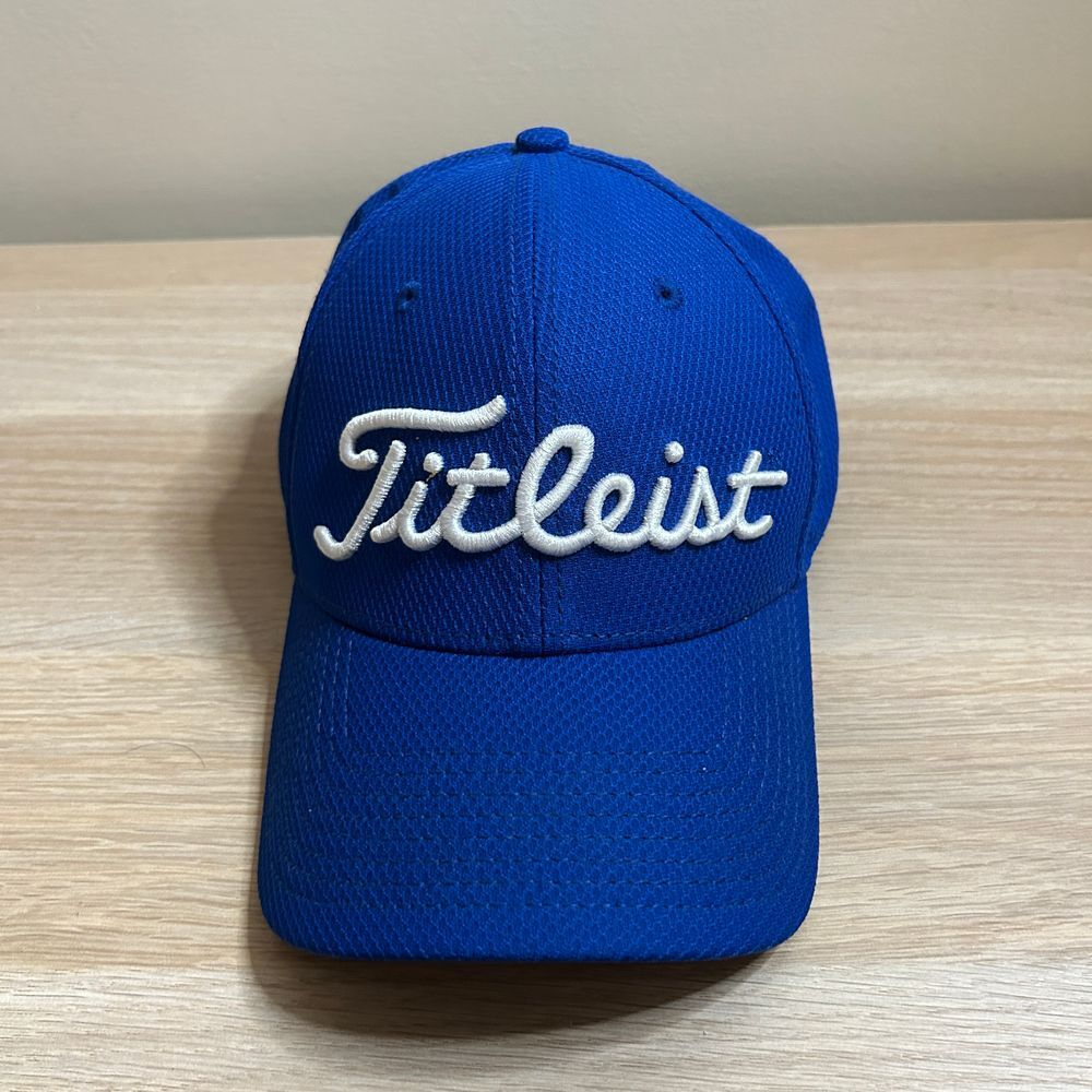 Titleist Golf Hat Cap Mens S/M Blue White Raised Logo Spell Out‎